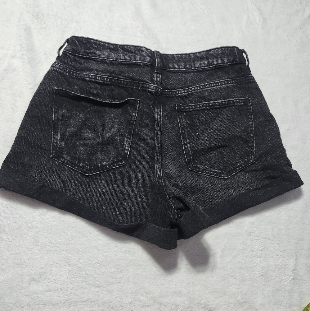 PACSUN Womens Black Denim High Waist Mom Shorts 28 Casual Summer - Picture 2 of 6